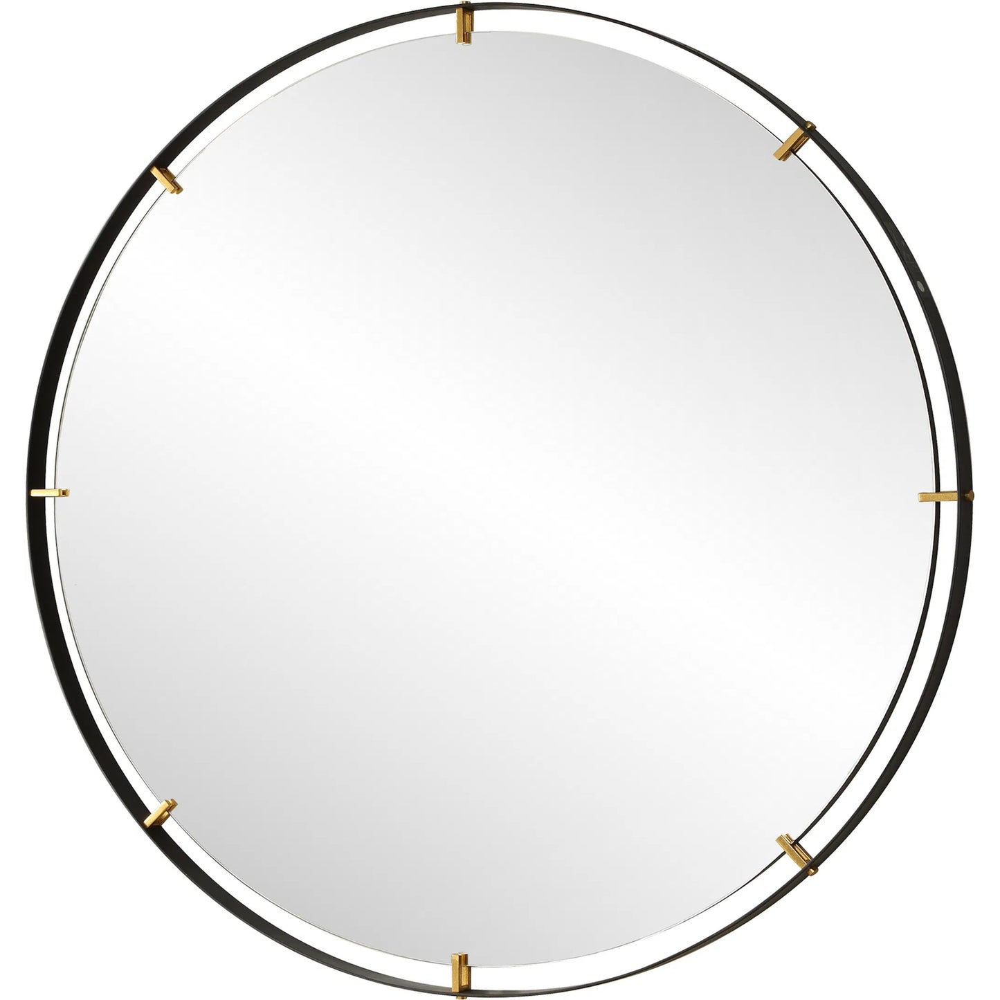 006 SI-2262151 | Primary Silo | Grand Pendulum Round Mirror by Uttermost in gold. Made from iron, mirror, mdf in a transitional style.