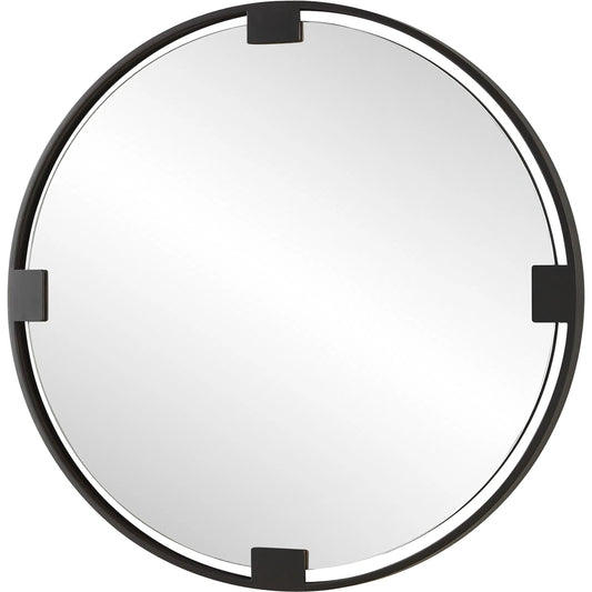 Cornelia Round Mirror by Uttermost in dark. Made from iron, mirror, mdf in a unique style.