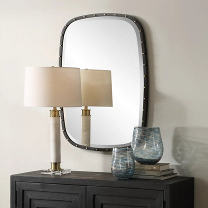 Benedo Industrial Mirror by Uttermost in brass. Made from metal，mirror，mdf in a transitional style.