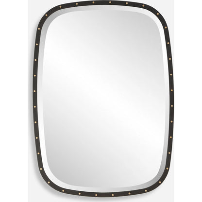 Benedo Industrial Mirror by Uttermost in brass. Made from metal，mirror，mdf in a transitional style.