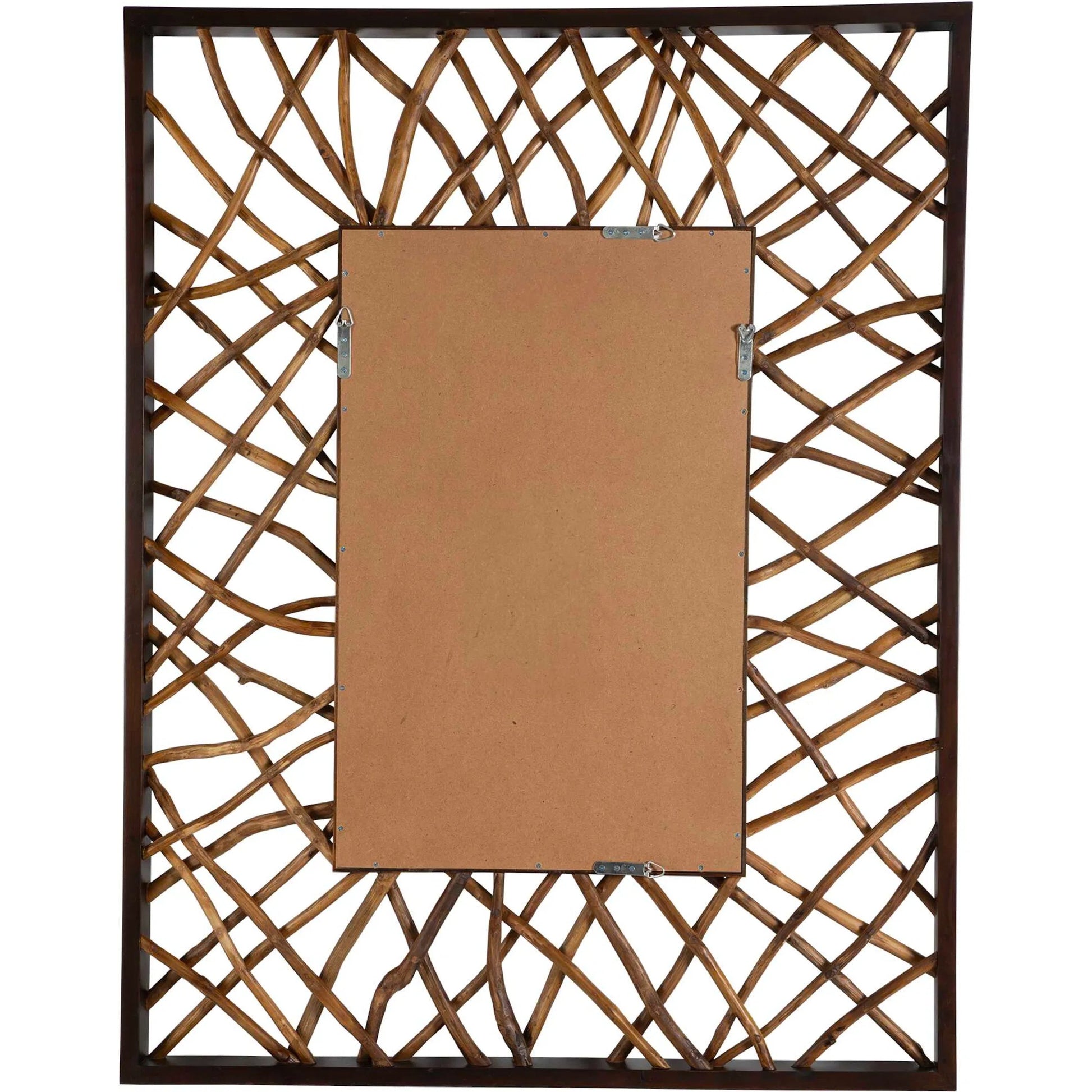 Maze Rectangle Mirror by Uttermost in teak. Made from mahogany wood, teak branch in a rustic style.