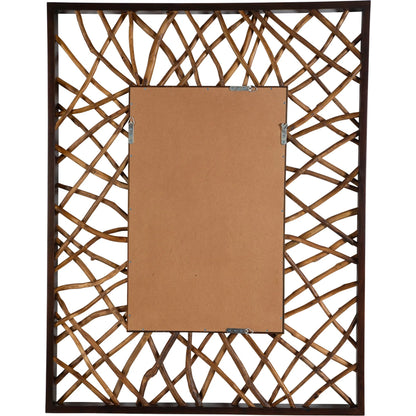 Maze Rectangle Mirror by Uttermost in teak. Made from mahogany wood, teak branch in a rustic style.