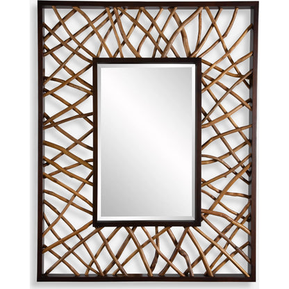 Maze Rectangle Mirror by Uttermost in teak. Made from mahogany wood, teak branch in a rustic style.