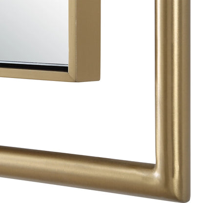 It's All Connected Rectangle Mirror by Uttermost in brass. Made from stainless steel, mdf, mirror in a transitional style.