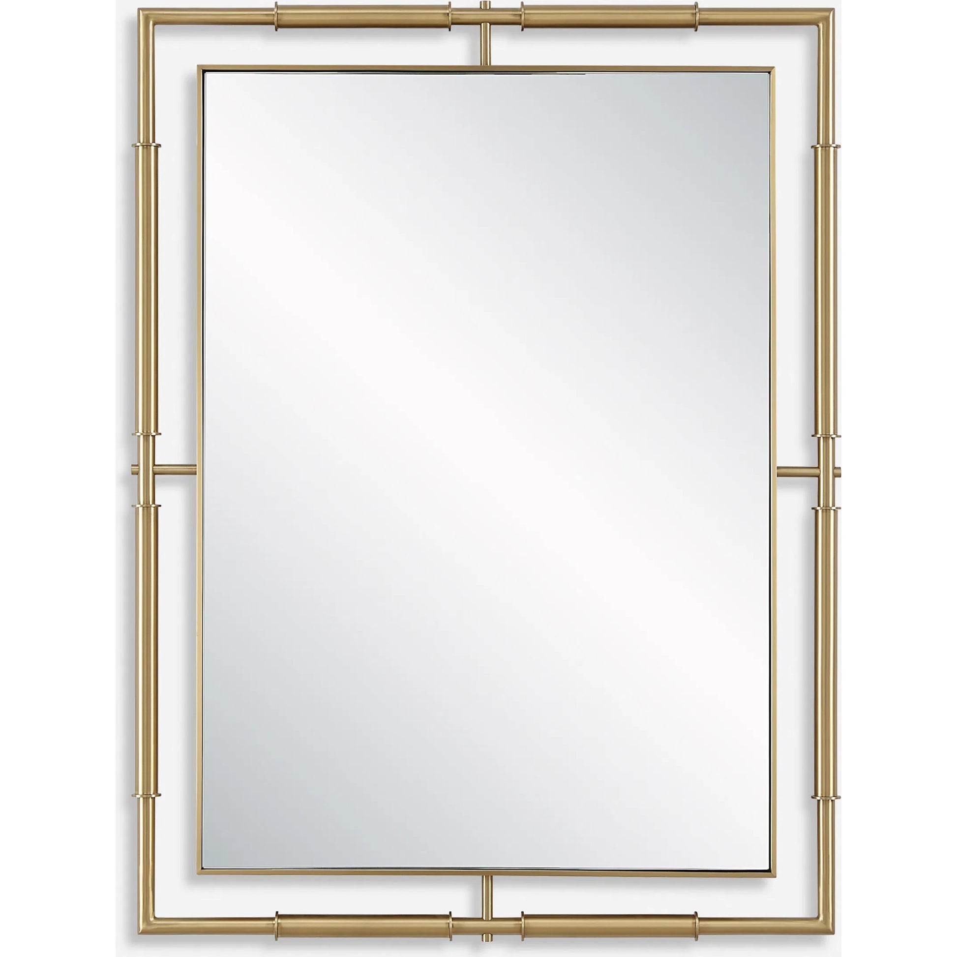 It's All Connected Rectangle Mirror by Uttermost in brass. Made from stainless steel, mdf, mirror in a transitional style.