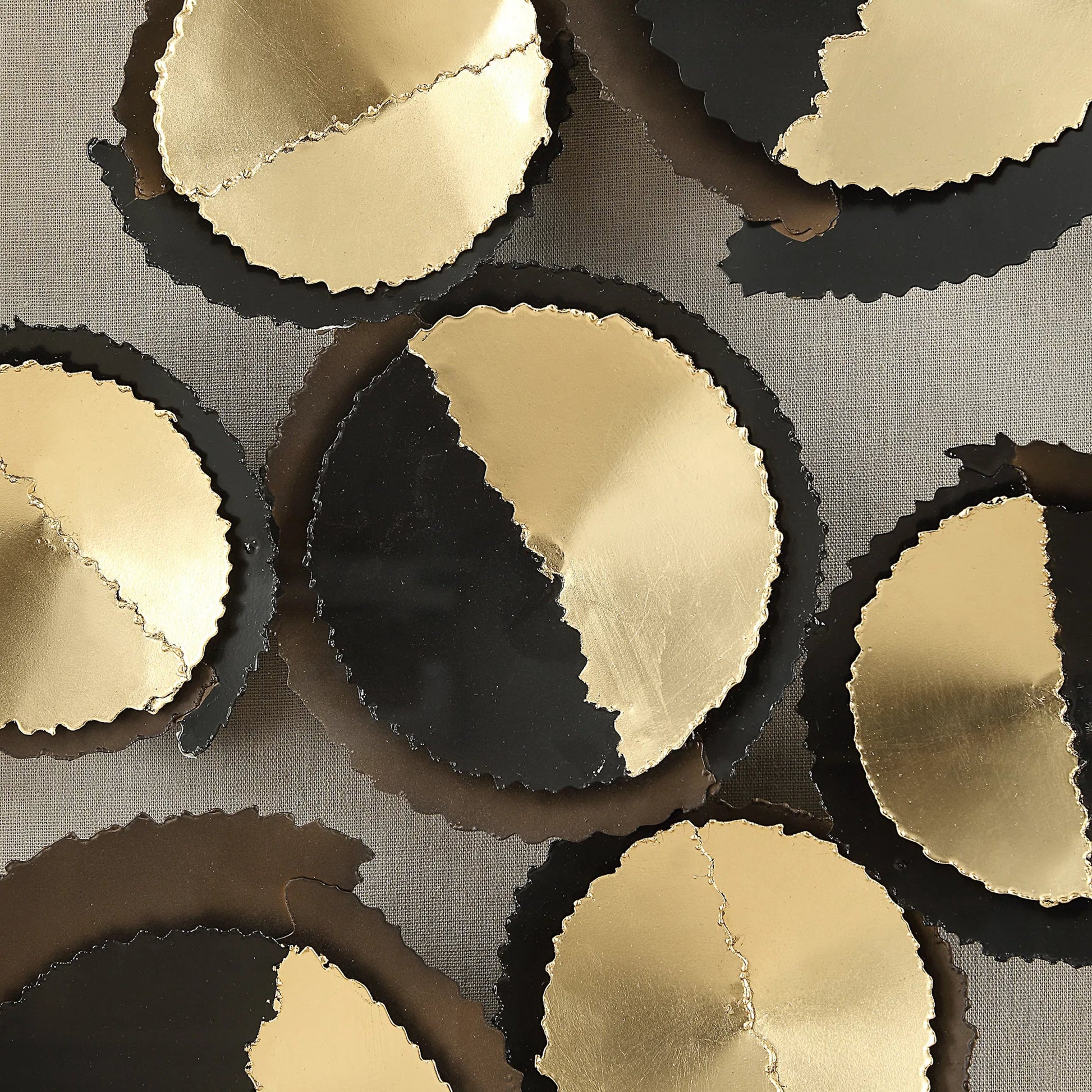 Hour Shadow Box by Uttermost in gold leaf. Made from iron, pine, mdf, mirror, linen in a eclectic & global style.