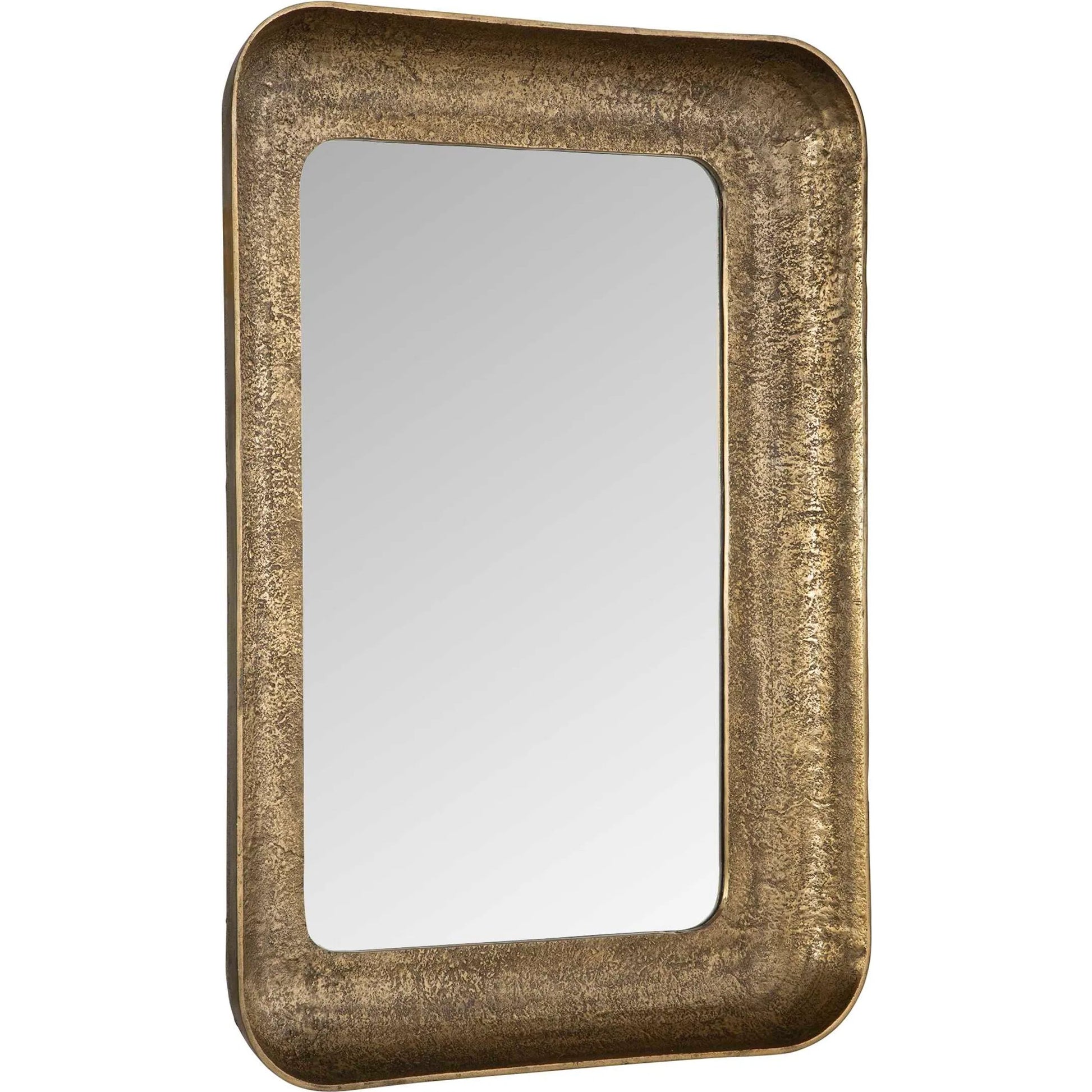 Alvaro Antique Mirror by Uttermost in brass. Made from aluminum, mdf, glass in a rustic style.