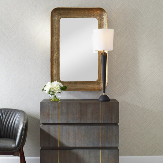 Alvaro Antique Mirror by Uttermost in brass. Made from aluminum, mdf, glass in a unique style.