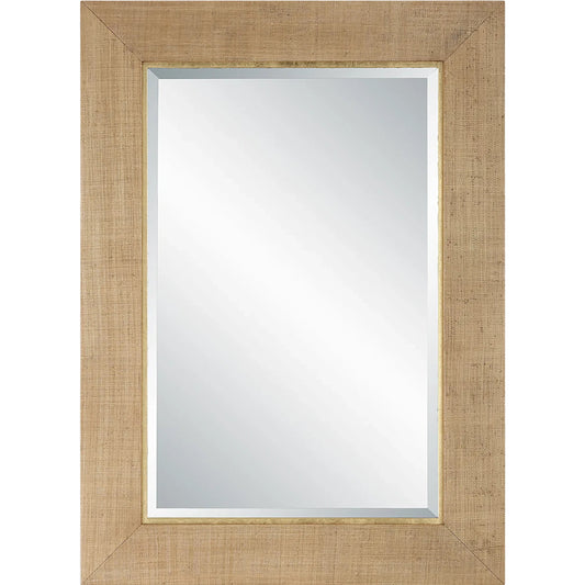 Bungalow Grass Cloth Mirror by Uttermost in gold leaf. Made from mirror, mdf, grass, metal in a unique style.