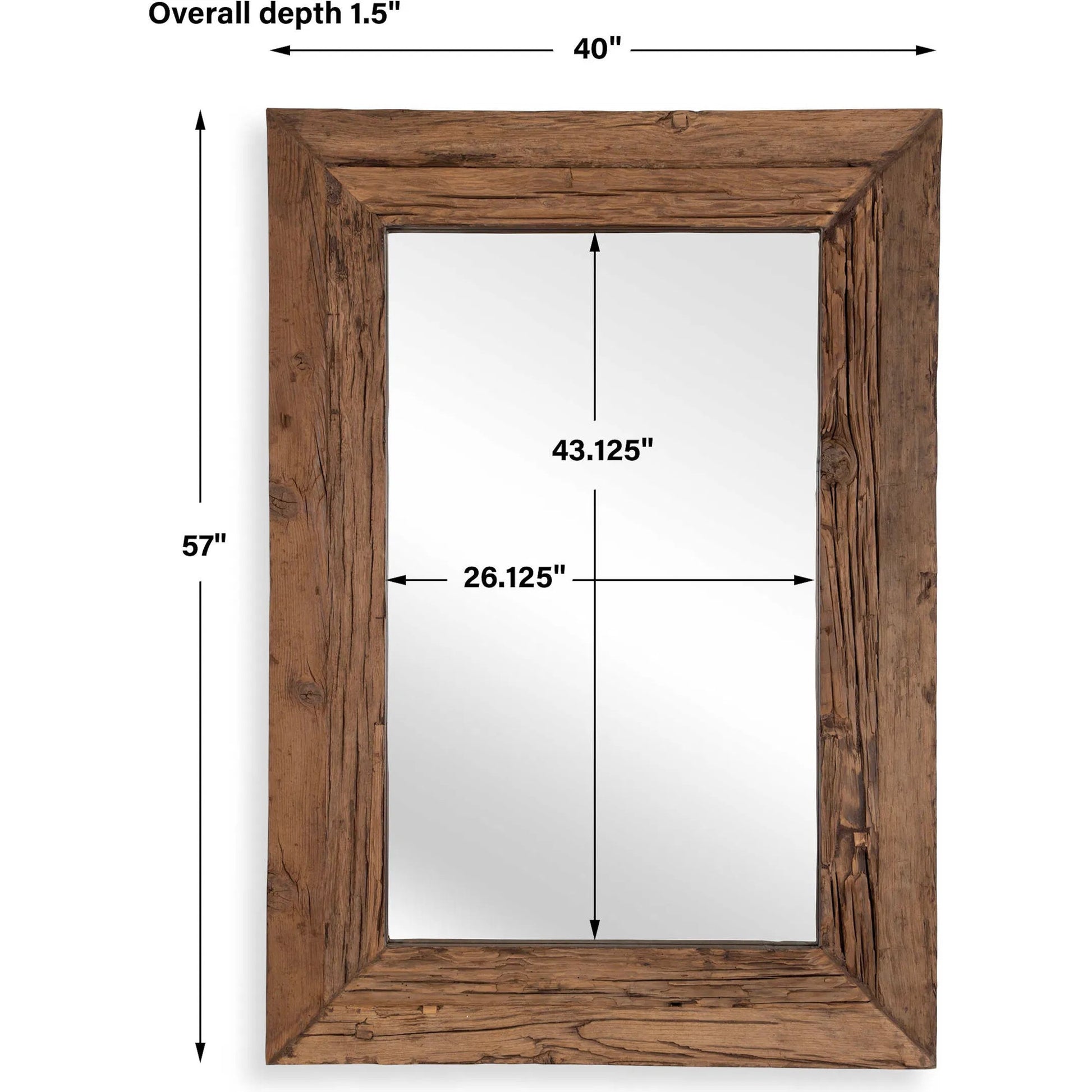 Rennick Reclaimed Pine Mirror by Uttermost in wood. Made from 50% reclaimed wood 50% mirror in a traditional style.