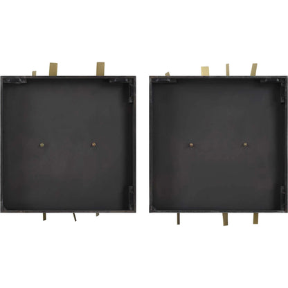 Crosshatch Wall Decor by Uttermost in gold. Made from iron, mdf, walnut veneer in a modern style.