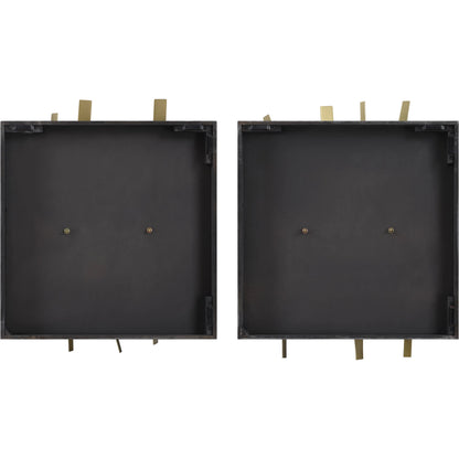 Crosshatch Wall Decor by Uttermost in gold. Made from iron, mdf, walnut veneer in a modern style.