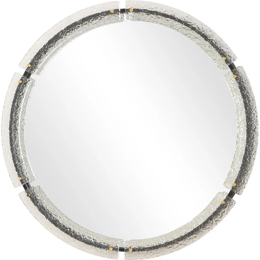 Crystalline Round Mirror by Uttermost in brass. Made from iron, mirror, mdf, acrylic in a unique style.