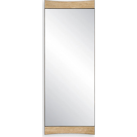 Russo Oversized Modern Mirror by Uttermost in bronze. Made from iron, mirror, mdf, travertine in a unique style.