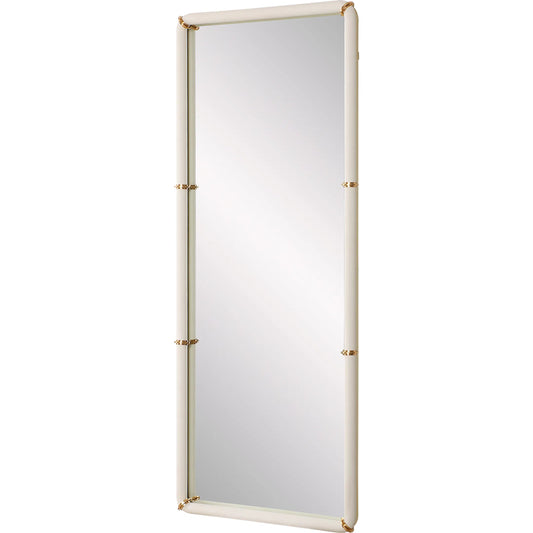 001 SI-2295179 | Primary Silo | Cyprus Dressing Mirror by Uttermost in brass. Made from steel, mirror, mdf, pu leather, aluminum in a unique style.