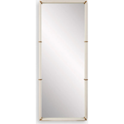 Cyprus Dressing Mirror by Uttermost in brass. Made from steel, mirror, mdf, pu leather, aluminum in a transitional style.
