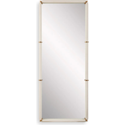 Cyprus Dressing Mirror by Uttermost in brass. Made from steel, mirror, mdf, pu leather, aluminum in a transitional style.