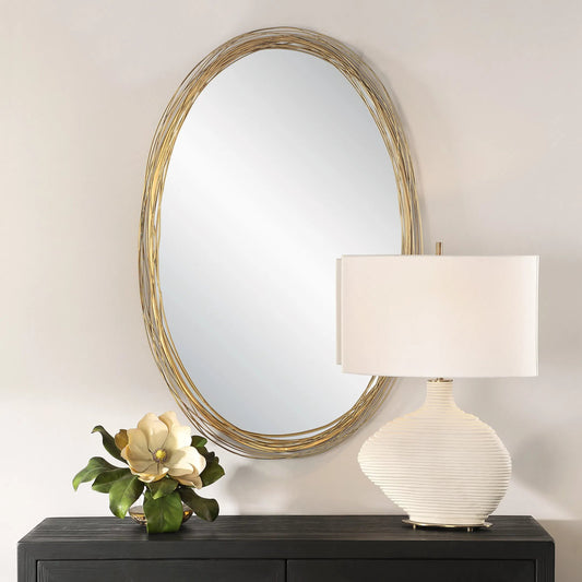 Gillian Oval Mirror by Uttermost in gold. Made from mdf, mirror, iron in a unique style.