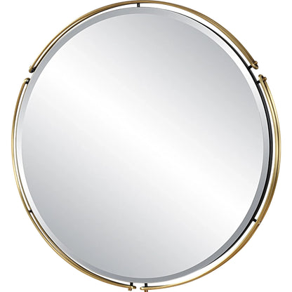 Wesley Round Mirror by Uttermost in brass. Made from iron, mirror, mdf in a transitional style.