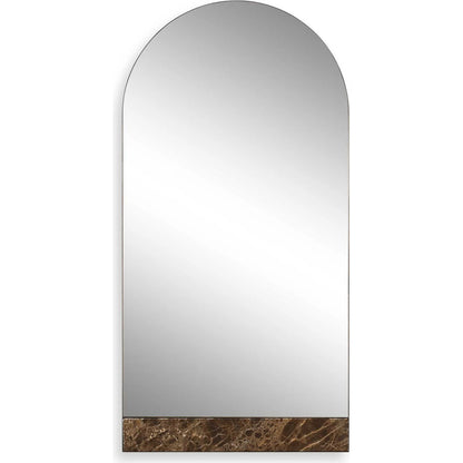 Hanover Arch Mirror by Uttermost in bronze. Made from iron, mirror, mdf, marble in a transitional style.