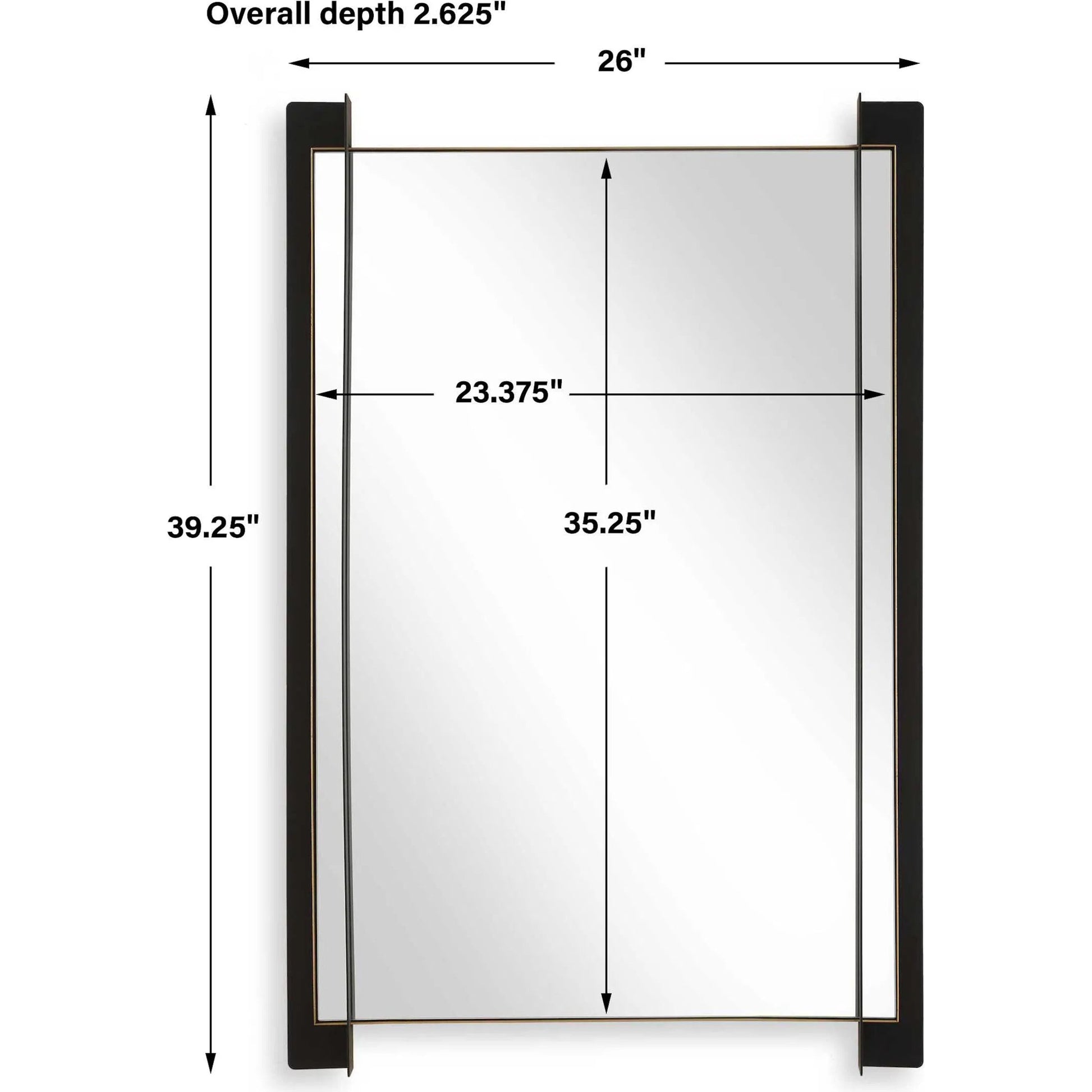 Cunene Industrial Wall Mirror by Uttermost in matte black, gold leaf. Made from iron, mirror, mdf in a transitional style.