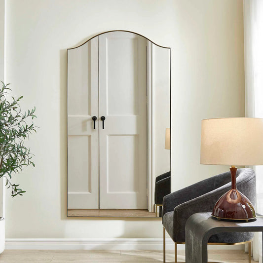 Mallorca Arch Mirror by Uttermost in brass. Made from stainless steel, mirror, mdf in a unique style.
