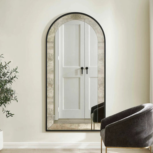 Marlowe Antique Arch Mirror by Uttermost in black. Made from iron, mirror, mdf in a unique style.