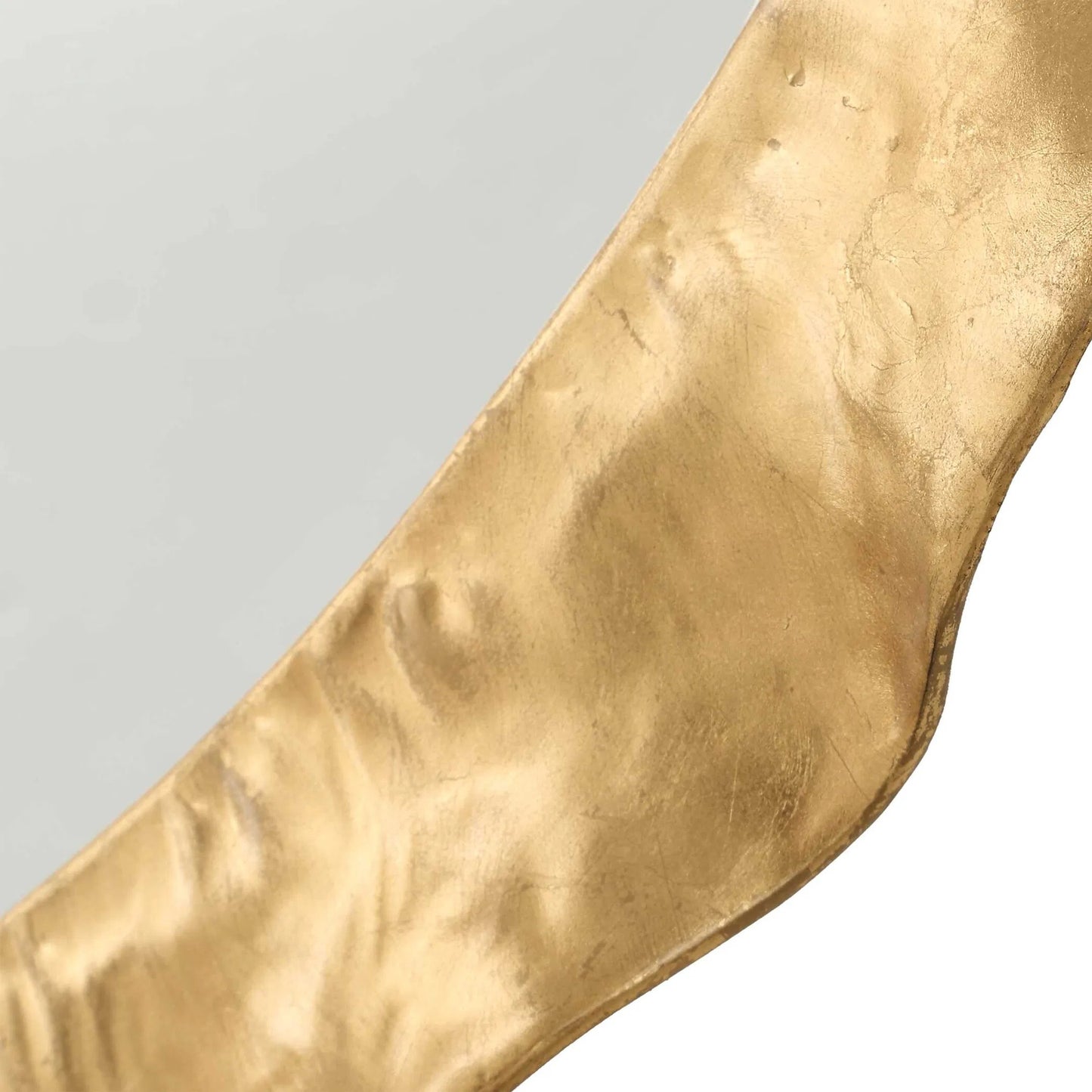 002 SI-2386578 | Closeup | Haya Round Mirror by Uttermost in gold leaf. Made from iron, mirror, mdf in a transitional style.