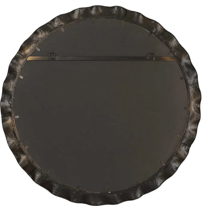 Haya Round Mirror by Uttermost in gold leaf. Made from iron, mirror, mdf in a transitional style.