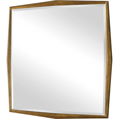On Point Square Mirror by Uttermost in gold leaf. Made from mdf, mirror in a transitional style.