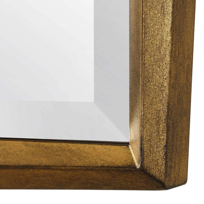 On Point Square Mirror by Uttermost in gold leaf. Made from mdf, mirror in a transitional style.