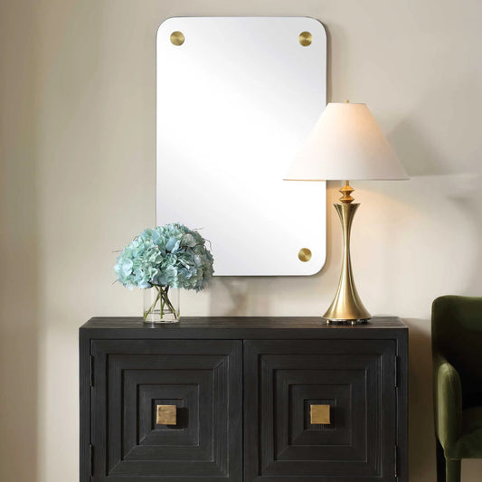 Hamrick Frameless Mirror by Uttermost in brass. Made from mirror, mdf, iron in a unique style.
