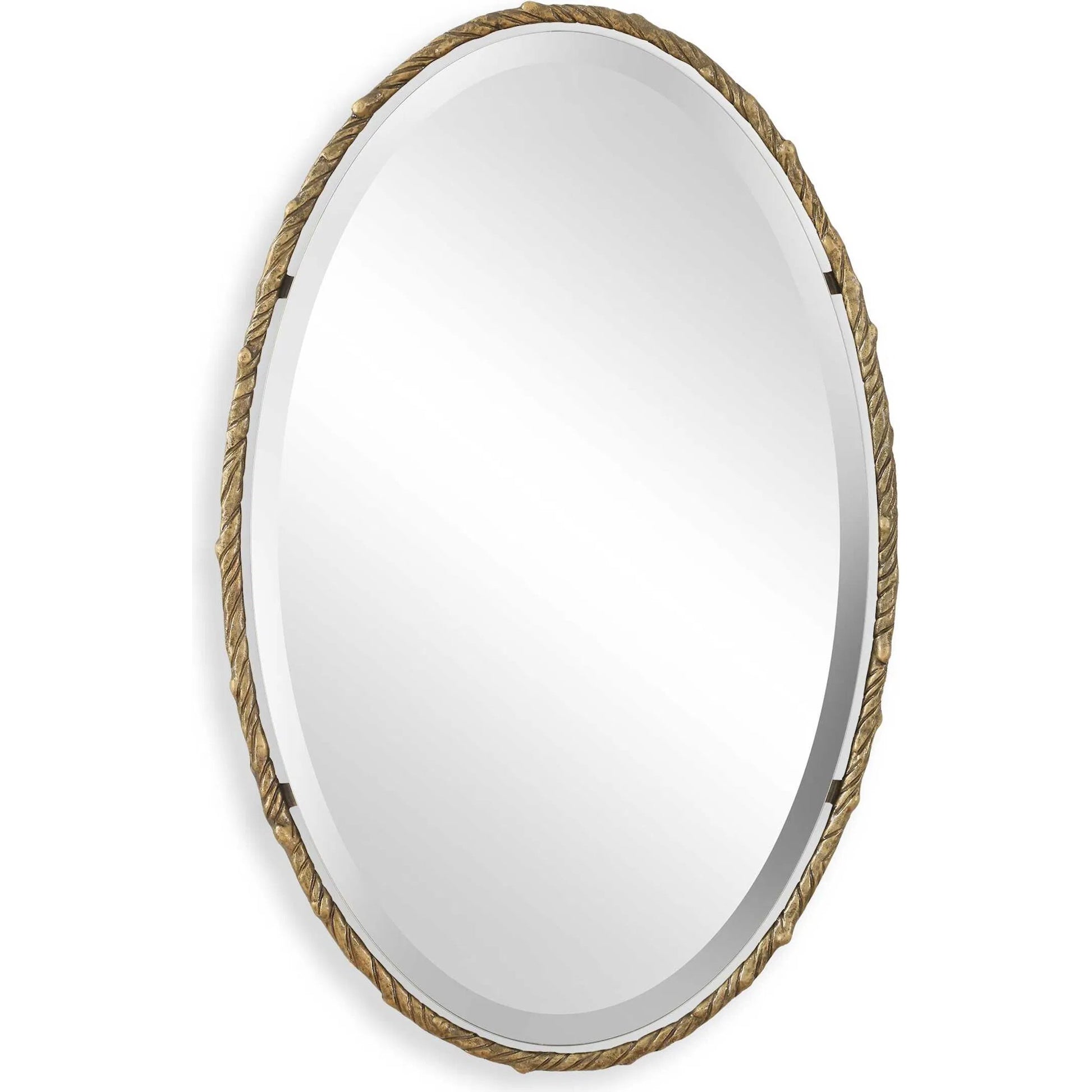 Twisted Branch Oval Mirror by Uttermost in gold. Made from iron, mdf in a transitional style.