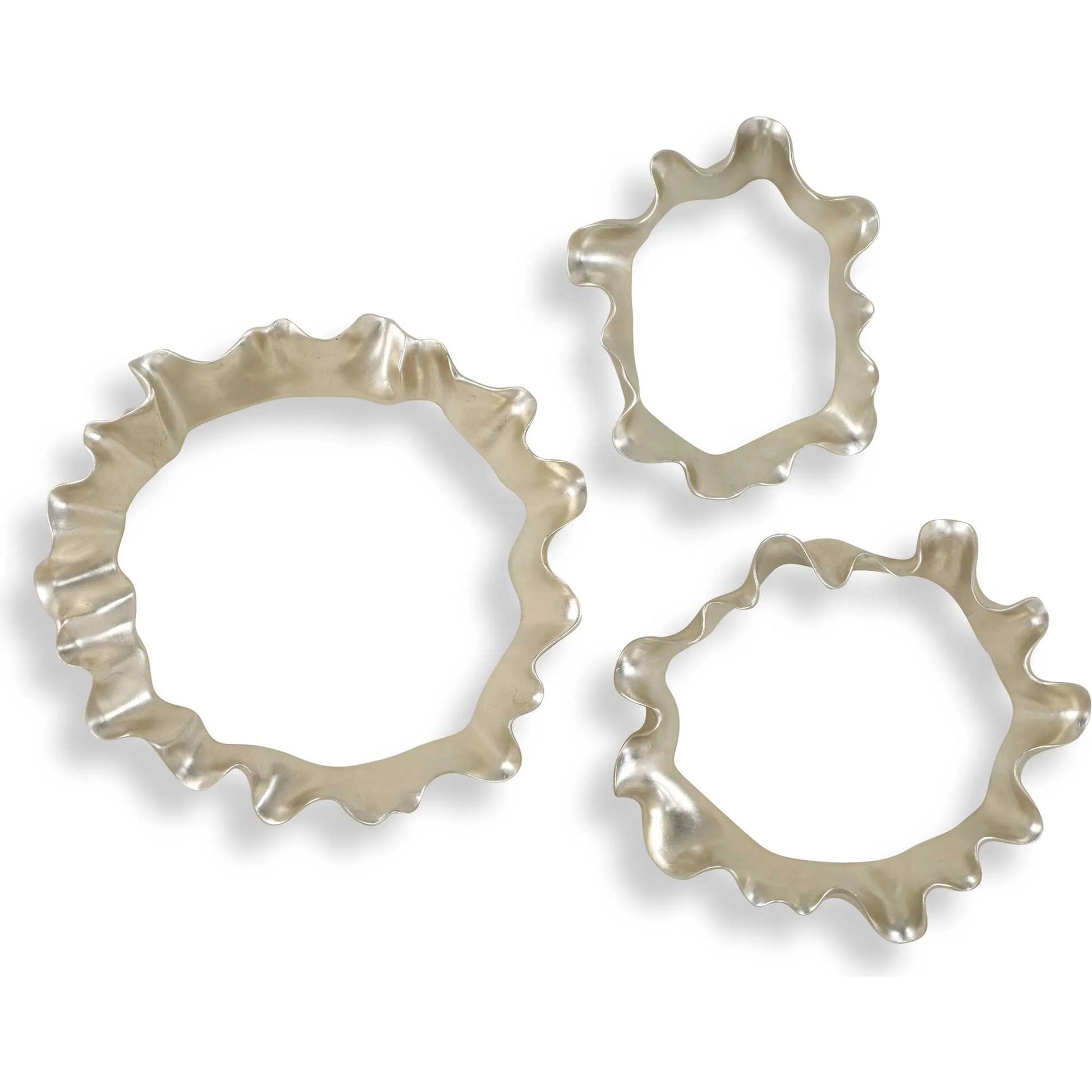 Ripple Effect Wall Art by Uttermost in silver leaf. Made from resin in a modern style.