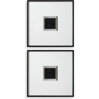 Origins Shadow Boxes by Uttermost in dark bronze. Made from pine, glass, resin, mdf, linen in a modern style.