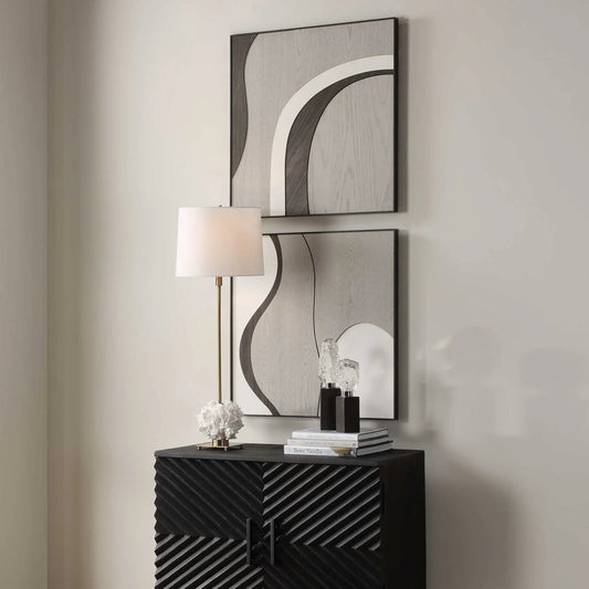 Joel Modern Wall Art by Uttermost in walnut, grey, white. Made from mdf in a modern style.