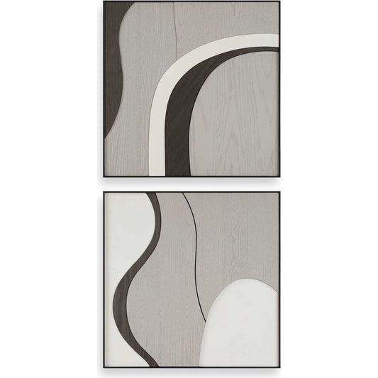 Joel Modern Wall Art by Uttermost in walnut, grey, white. Made from mdf in a unique style.