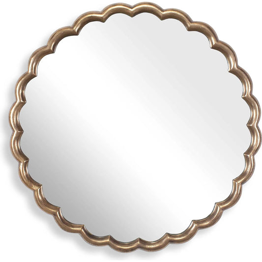 Cerrito Antique Round Mirror by Uttermost in brass. Made from aluminum, glass, mdf in a unique style.