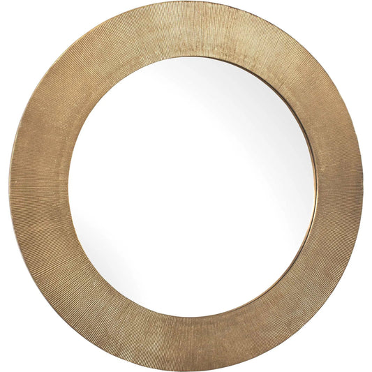 Tano Round Mirror by Uttermost in brass. Made from aluminium, glass, mdf in a transitional style.