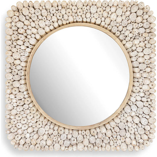 Merak Mosaic Mirror by Uttermost in woodtone and teak. Made from teak branch, teak wood with mdf in a unique style.