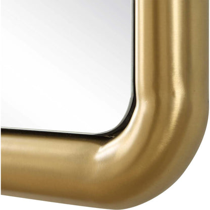 Atkinson Modern Mirror by Uttermost in antique brass. Made from stainless steel, mdf, mirror in a unique style.