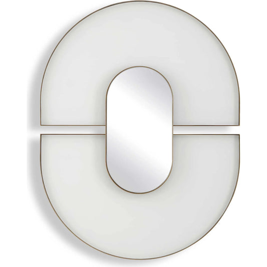 Encase Modern Oval Mirror by Uttermost in gold, white. Made from iron, mdf, mirror in a unique style.