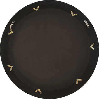 Frontier Round Mirror by Uttermost in woodtone and gold. Made from mdf, rubber wood, glass, iron in a unique style.