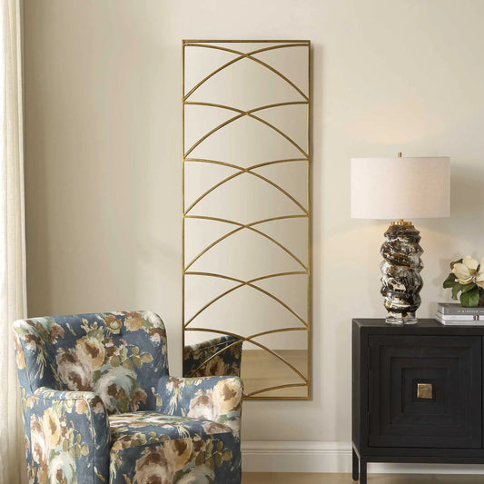 Crossed Up Full Length Mirror by Uttermost in gold and gold. Made from iron, mdf, mirror in a unique style.