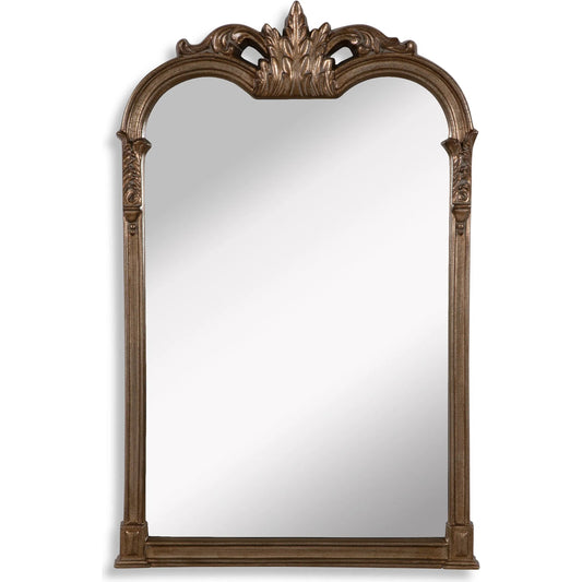 Jacqueline Vanity Mirror by Uttermost in champagne silver leaf. Made from urethane in a traditional style.