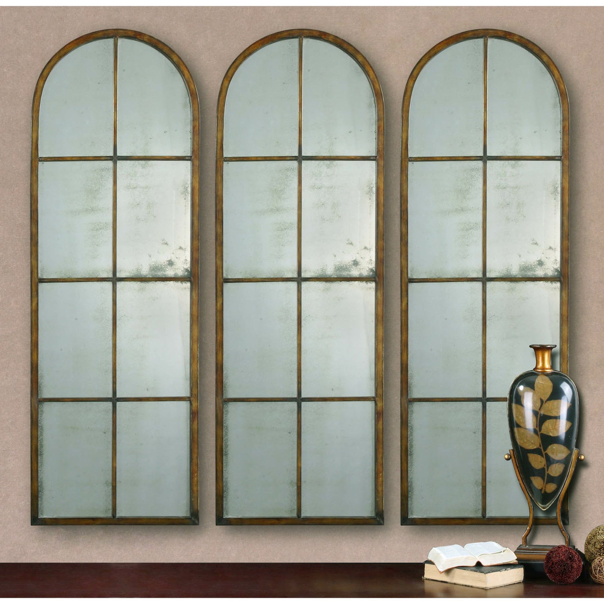 Amiel Mirror by Uttermost in brown. Made from metal in a modern style.