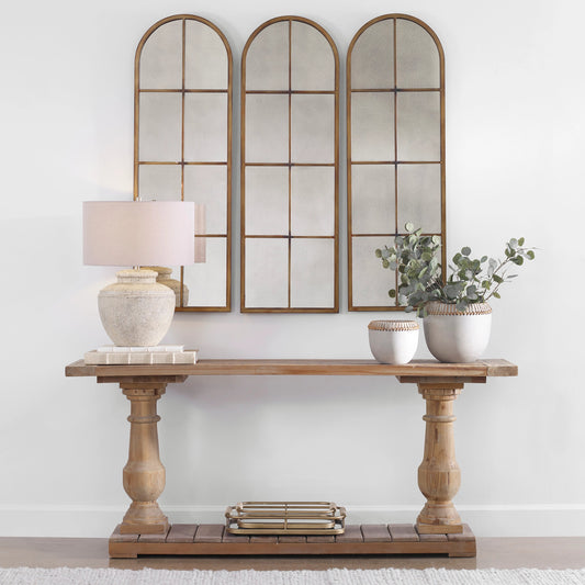 Amiel Mirror by Uttermost in brown. Made from metal in a modern style.