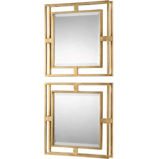 Allick Mirrors (Set of 2) by Uttermost in gold. Made from metal, mirror, mdf in a transitional style.