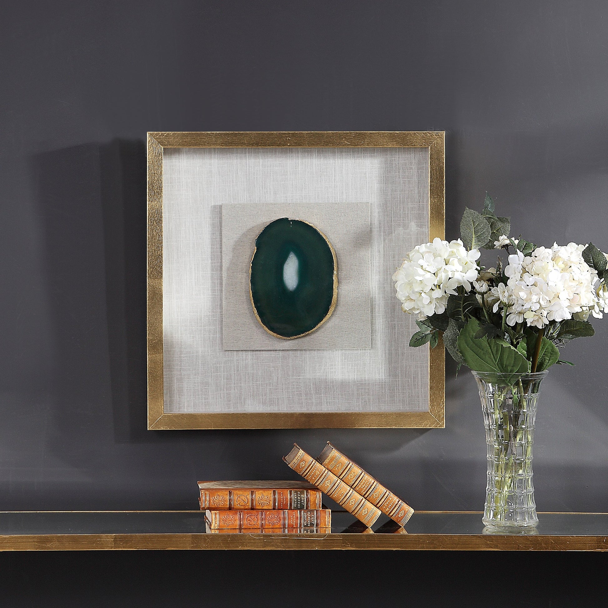 Keeva Agate Stone Shadow Box by Uttermost. Made from pine, agate, glass, mdf, linen in a eclectic & global style.