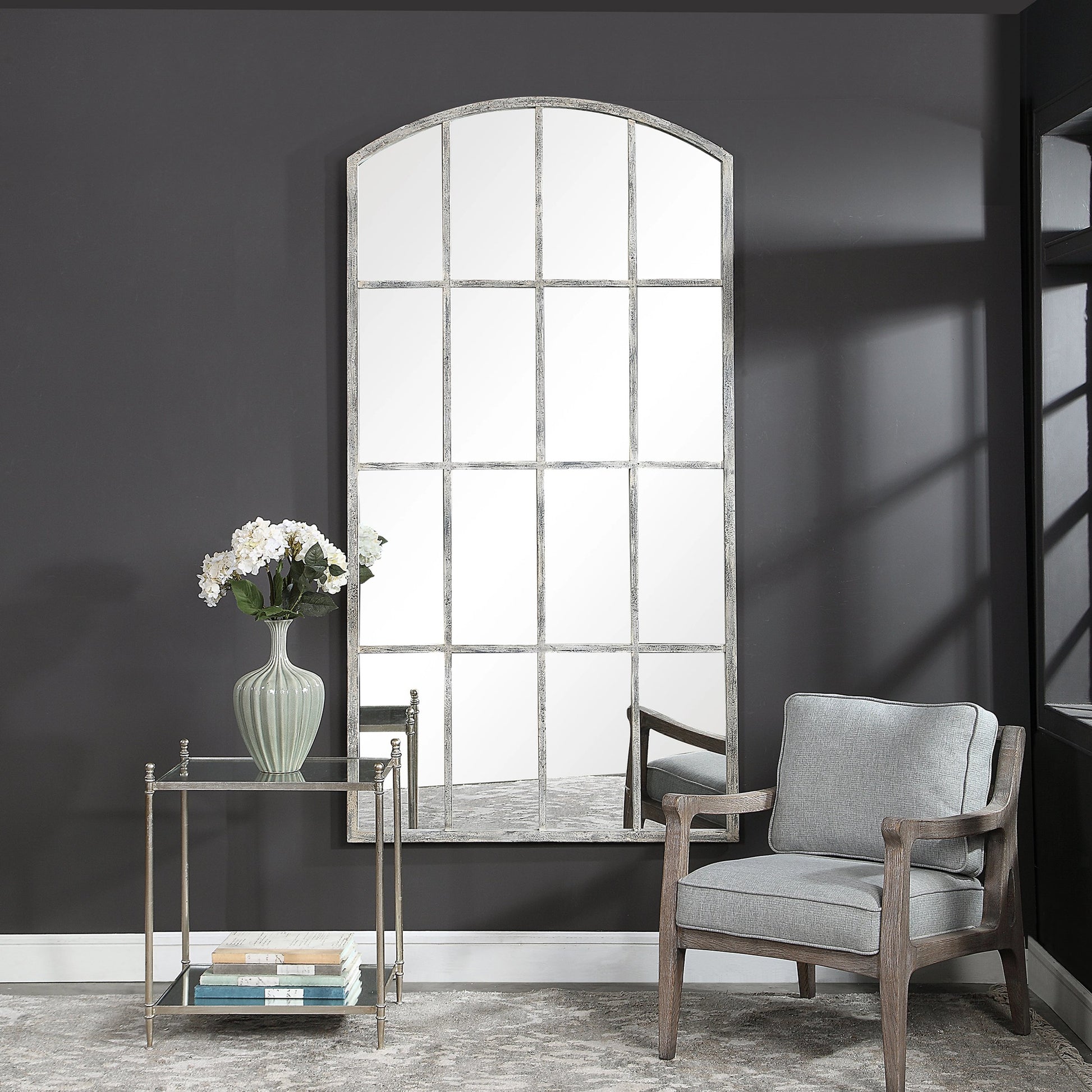 Amiel Ivory Arched Mirror by Uttermost. Made from metal, glass, mdf in a cottage & farmhouse style.